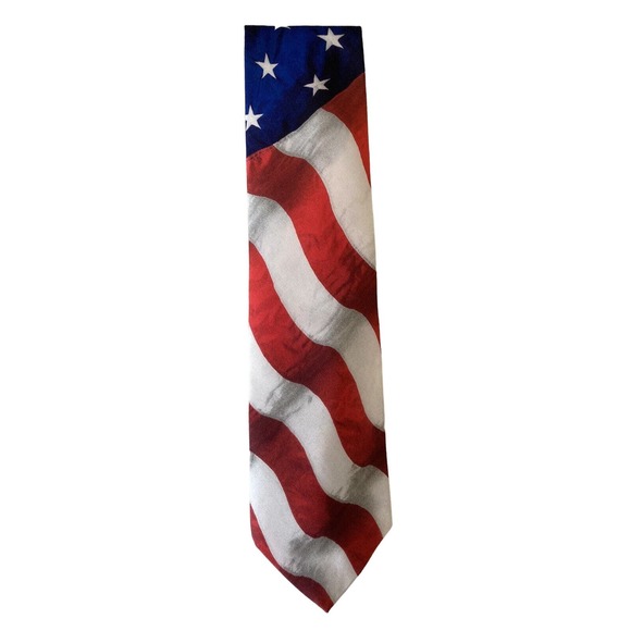 Ralph Marlin Men's Necktie Tie Silk  "Stars & Stripes" American Flag Patriotic - Picture 1 of 6